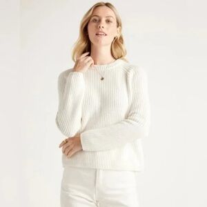 Quince Women’s 100% Organic Cotton Fisherman Sweater Ivory XS White